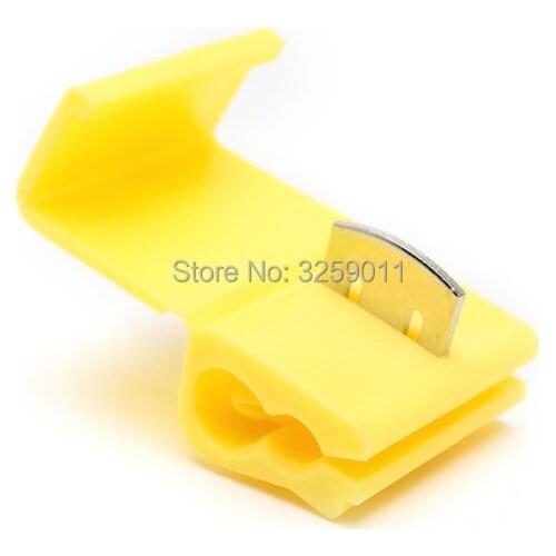 500PCS Quick Splice Terminals Crimp Non Destructive Without Breaking Line AWG 12-10 Yellow Connection Clip Wire Maintenance Tool