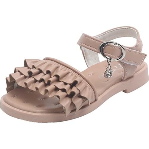 Korean Version of Fashion Baby Girl Soft-soled Beach Shoes Princess Shoes 2021 Summer Open-toed Sandals Ruffle Sweet for Party