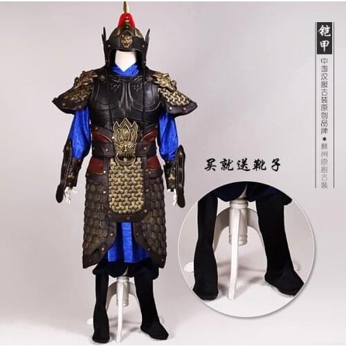 Ancient Chinese General Costume Three Kingdoms Period the General Armour armor Stage Show Performance TV Play Use Costume Hanfu