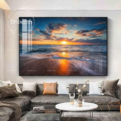 Embelish Beautiful Landscape HD Canvas Paintings For Living Room Sunrise Over The Sea Seascape Wall Pictures Home Decor Posters