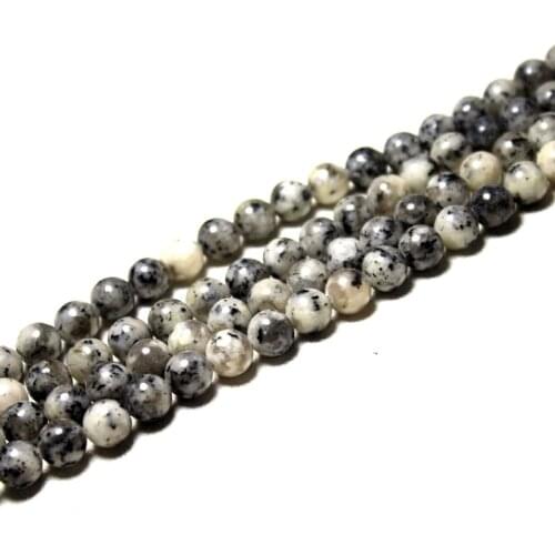 Wholesale AAA+ Natural White Dot Jaspers Round Loose Stone Beads For Jewelry Making DIY Bracelet Necklace 6/8/10 mm Strand 15