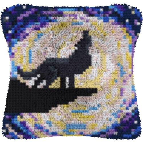 Latch Hook kits Pillow Animal Wolf Diy Handmade Printed Canvas Cushion Latch Hook Kits DIY Unfinished accessories