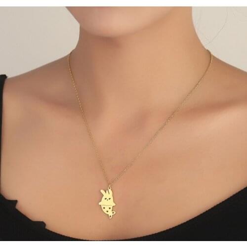 Cute Chunky Rabbite Mermaid Unicorn Pendant Necklaces for Girls Kids Heart Mermaid Choker Cartoon Lucky Birthday Daily Wear Jewe