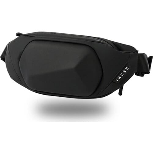 Mens Fashion Crossbody Bag Theftproof Rotatable Button Open Leather Chest Bags Men Shoulder Bags Chest Waist Pack