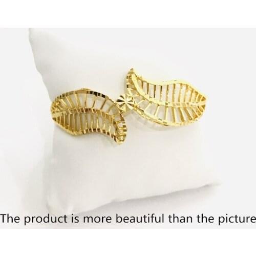 New Muslim Bangle Women Gold Color Dubai Bride Wedding Gift Turkish Bracelet African Arab Hollow Design Jewelry