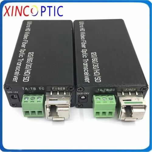 1Ch Mini Bi Directional 12G-SDI to Fiber Converter with 1Ch Forward Video+ 1Ch Backward Video with SMF SX LC 20KM LC SFP
