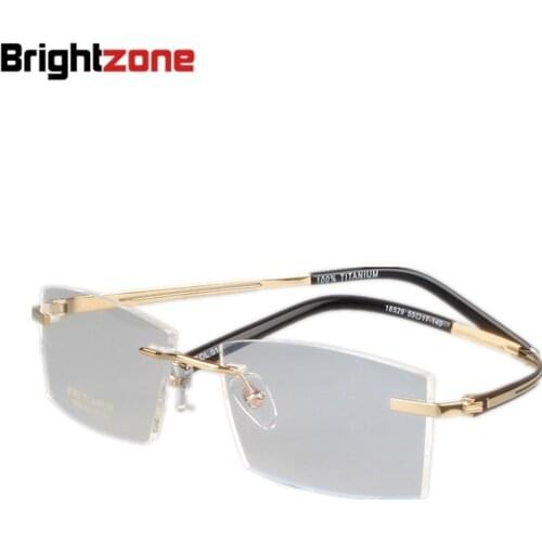 Brightzone New Titanium Man Rimless Spectacles Frames Glasses Brand Eyeglasses Men Optical Prescription Oculos De Grau(China)