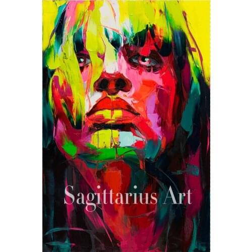 Palette knife painting portrait Hand Painted Francoise Nielly Designer La diabolique Oil painting on canvas Cool Face Fine Art