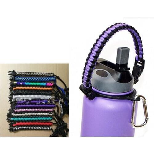 Quevinal 100pcs Paracord handle Carrier rope Holder Strap Cord for wide mouth 18oz 32oz 40oz 64oz stainless steel water bottle