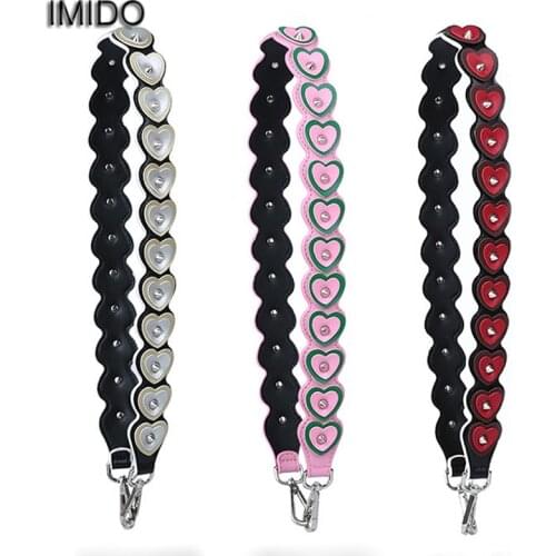 IMIDO 90cm Luxury Women replacement straps leather shoulder belt bag handbag accessories parts for bags ornament Heart STP105