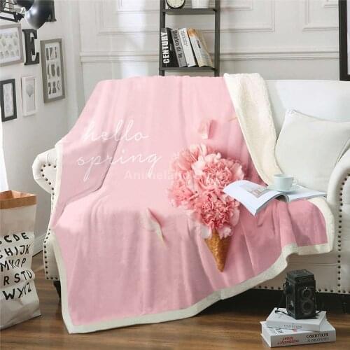 Pink Flower Blanket 3D Print Fleece Blankets For Beds Home Textiles Luxury Adult Gift Warm Bedspread Soft Winter Floral Rose