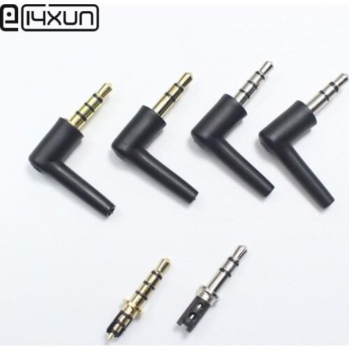 2pcs 3.5mm stereo headset plug jack 3 4 pole 3.5 Gold Nickel Angle Head Black White Audio Plugs Jack Adaptor Connector