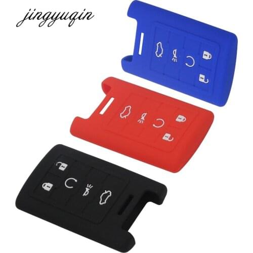 Jingyuqin Skin Silicone Key fob Case Protect for Cadillac SLS CTS ATS CTS SRX XTS Seville Escalade Remote Holder Cover