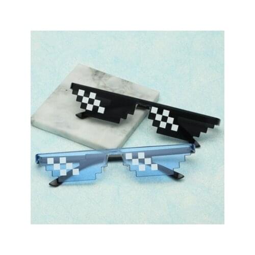 Thug Life Mosaic Glasses Sunglasses Men Women 8 Bit Coding Pixel Trendy Cool Super Party Funny Vintage Shades Eyewear