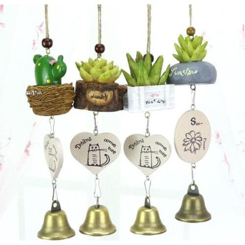 Creative Potted Plants Simulation of Pucculents Wrought Iron Metal Wind Chimes Ornaments Bells Birthday Gifts