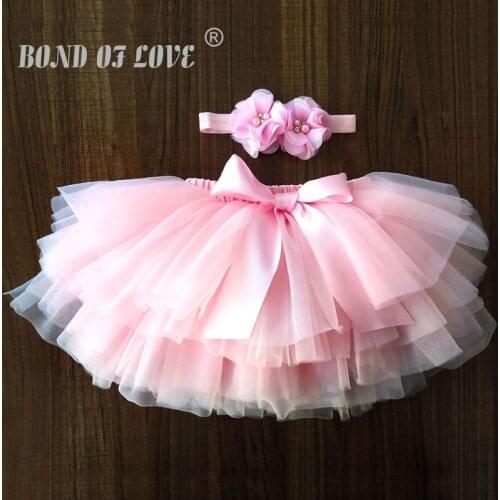 Baby Girl Tulle Tutu Skirt and Flower Headband Set Newborn Cotton Bloomers Skirt Baby Girl Costume tutu skirt 5 colors