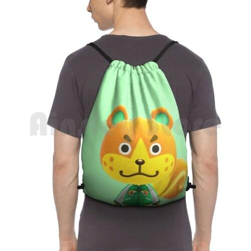 Sheldon Backpack Drawstring Bags Gym Bag Waterproof Animal Squirrel Squirrels New Leaf New Horizons Acnl Acnh Animal New