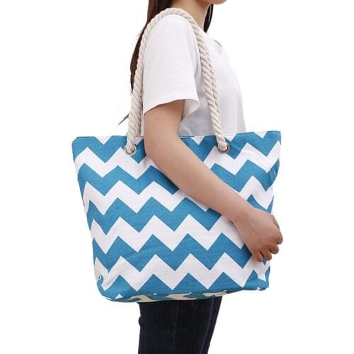 Women’s Canvas Handbag Large Capacity Six Color Wavy Striped Shoulder Bags Crossbody Beach Tote Bag New Summer Fashion Dropship