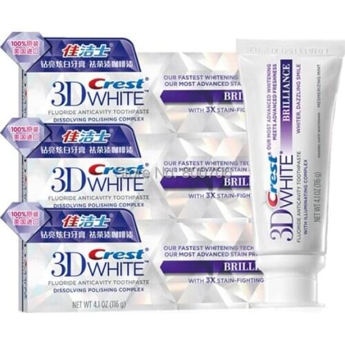 6 Crest 3D White Toothpaste Brilliance 4.1 oz Vibrant Peppermint