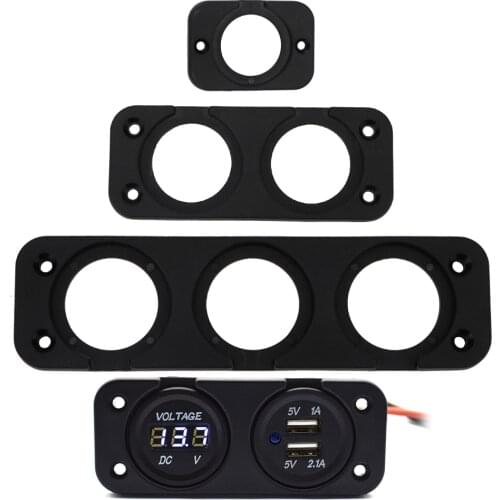 1/2/3/4 Hole Car USB Panel Charger Switch Voltmeter Mounting Plate For Ship Motorcycle Truck Golf Cart Cigarette Lighter Bracket