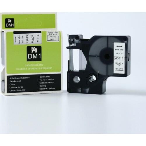 1/4" X 23' DYMO 43613 black on white DYMO D1 label tape 6mm 100% Compatible for DYMO label maker