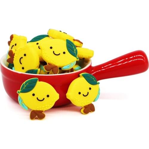 10PC Lemon Beads Food Grade Silicone Teether Beads Small Teeher Beads DIY Pacifier Jewelry Accessories