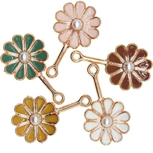 10pcs/lot 15*26mm Cute Flowers Enamel Strip Charm Pendant For Earrings Necklace Bracelet DIY Jewelry Making Findings XL1084