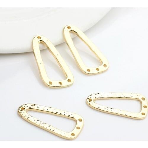 10pcs/lot 33*18mm Zinc Alloy Gold Geometric Triangle Charms Connector Porous Linker For DIY Tassel Earrings Jewelry Accessories