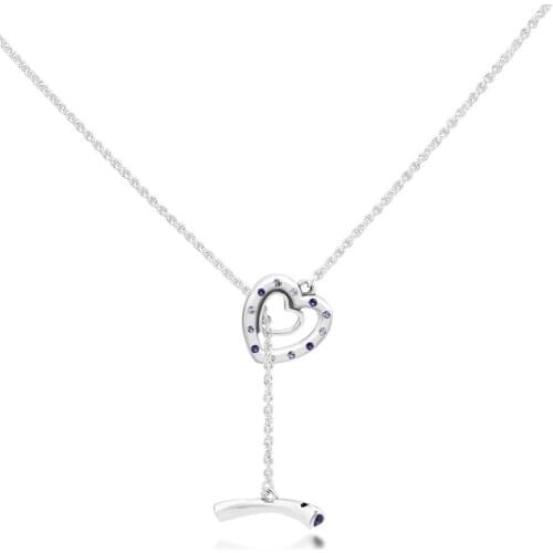 100% 925 Sterling Silver Jewelry Bright Hearts Necklace for Women Collier Pendants Necklaces Colgantes