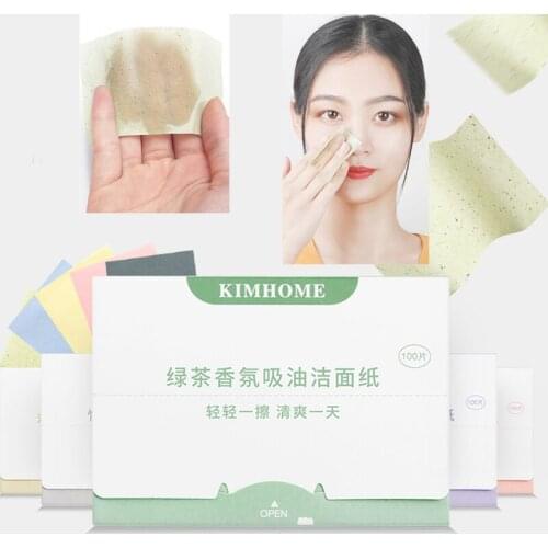 100sheets/pack Protable Face Absorbent Paper Oil Control Wipes Green Tea Lavender Sheet Oily Face Blotting Matting Tissue