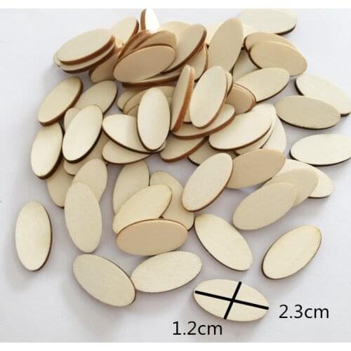 100pcs natural oval wood chip handmade DIY wood craft home environmental protection wooden decoration 2.3*1.2cm