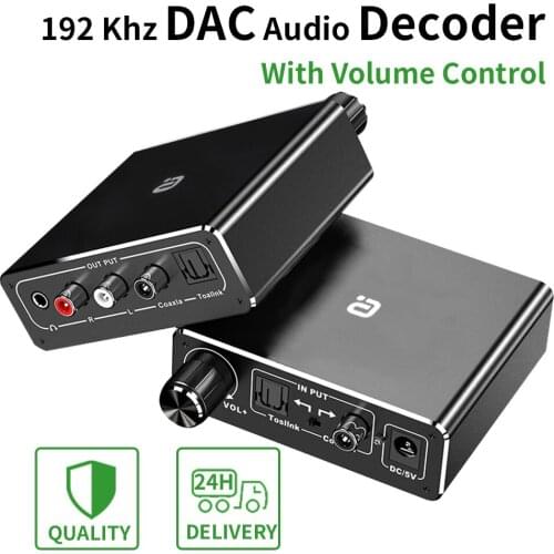 192kHZ Digital to Analog Audio Converter Hifi DAC Amp 3.5mm Headphone Amplifier Coaxial Output Toslink to RCA Decoder AC3