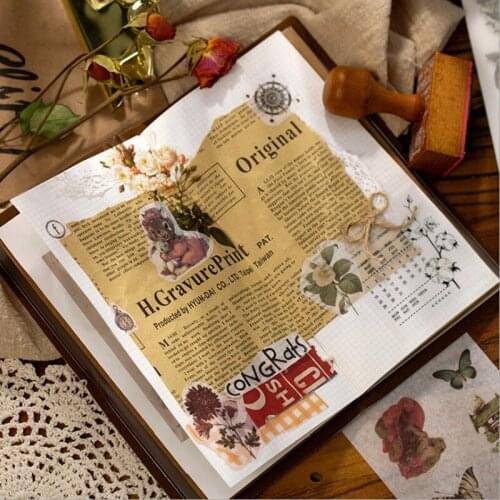 20Pcs Retro Green Plant Flower Eucalyptus Decorative Stickers Scrapbooking Stick Label Diary Stationery Album