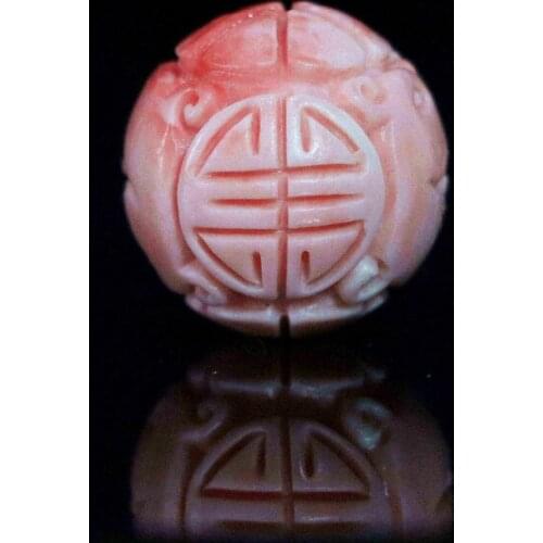 Lovely pink artificial coral carving drogon round ball 6mm 8mm 10mm 12mm 15mm 18mm 20mm fashion charms Jewelry beads 5pcs B936