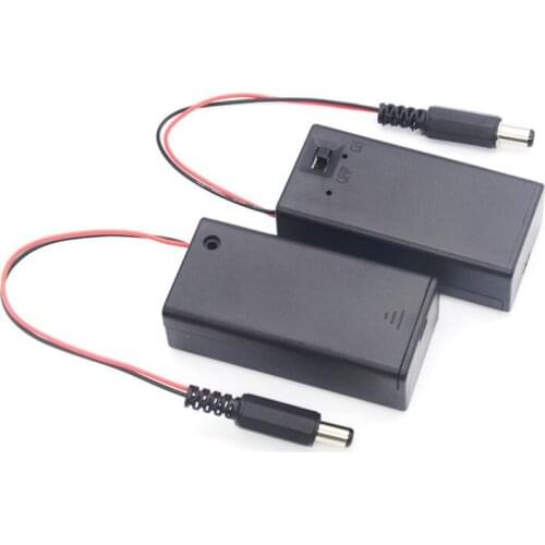 500pcs/lot Plastic 6F22 Battery Case 9V Batteries Holder Storage Box Cover with shell with switch with DC 2.1*5.5mm