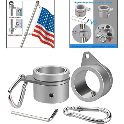 Aluminum Alloy Flag Pole Rings 360 Degree Rotating Clip Flagpole Mounting Rings Grommet Rings