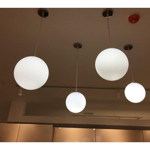 White Frosted Glass Ball Porch Restaurant Pendant Light Dining room Corrider Balcony Polished Chrome Pendant Light