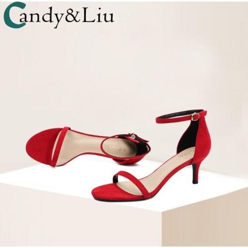 Big Red Sandals Womens New Sexy Wedding Shoes In Summer 2021 6cm with Thin Heels and High Heels
