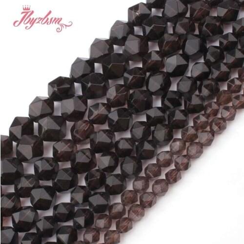 6,8,10,12mm Natural Faceted Smokys Quartz Crystal Loose Beads Natural Stone Beads For DIY Necklace Bracelats Jewelry Making 15"