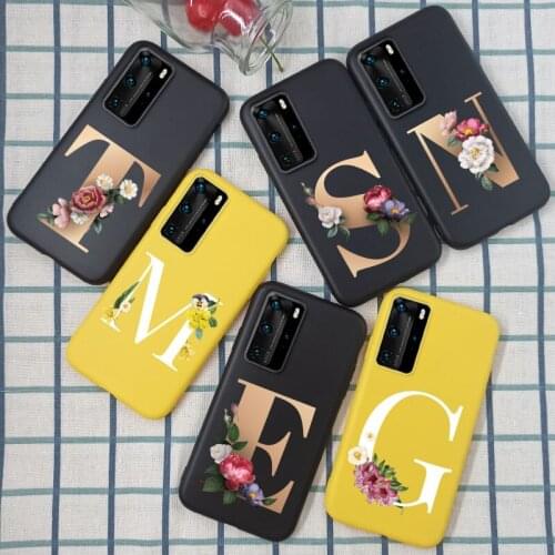 For Huawei P40 Pro Case Letter Flower Silicone Phone Cover For Huawei P40 Pro P40Pro Plus + P 40 Case Matte TPU Soft Funda