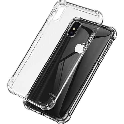 IPhone 12 11 SE 2020 XR X XS 7 Plus 8 13 11 Pro Max Case Clear TPU Four-corner Airbag Shockproof Soft Silicone Transparent Cover