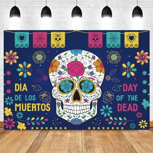 Day of the Dead Backdrop For Mexican Sugar Skull Photography Background Dia DE Los Muertos Dress-up Party Decorations Banner