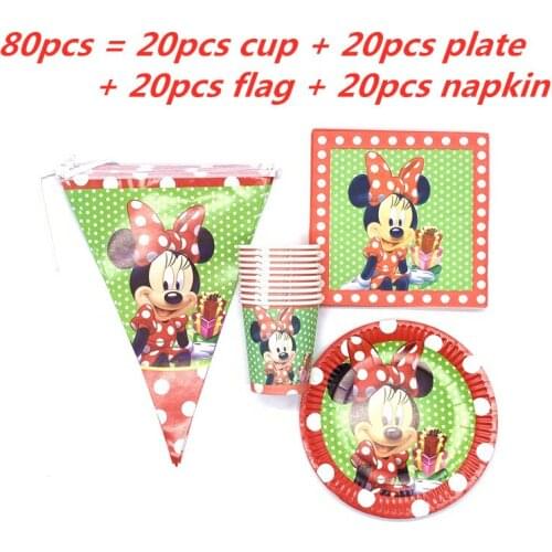 Disney Minnie Mouse Party Plates cups banners Napkins Disposable tableware Girl birthday Idea party decorations party supplies