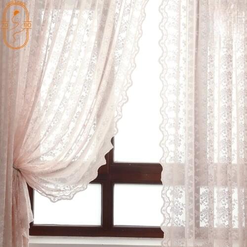 French Romantic Princess Pink Lace Curtains for Living Room Bedroom Balcony Curtains Bay Window Screens American Pastoral
