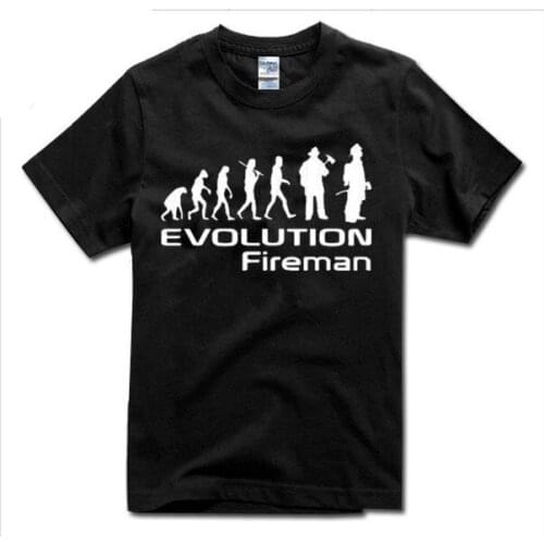 New Evolution Of A Fireman Gift Firefighter Men T Shirt Man Short Sleeve Cotton Tops Cool Tees Hip Hop