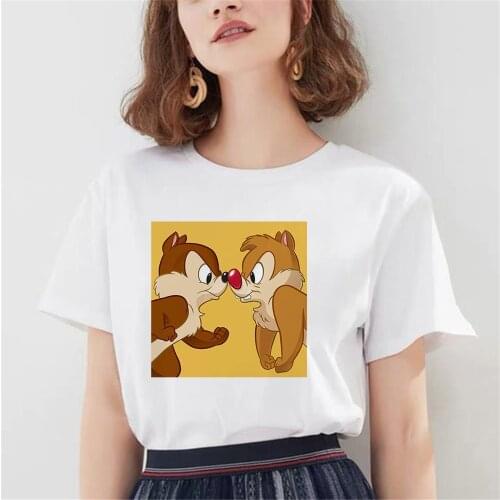 Women Disney Chip and Dale T-shirts Female Short Sleeve Tees Summer Brand Rock Harajuku Clothing Girl Tops Dropship