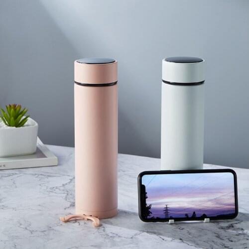 Leak-proof Car Travel Vacuum Flask BPA-free LED Temperature Mobile Phone Holder Design Stainless Steel Sporty Easy To Clean
