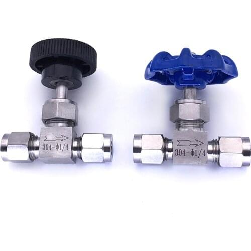 Needle valve Free ship Adjustable 4mm1/4 1/2 inch hard tube SS304 Flow Control crane straight needle valve flow control valve