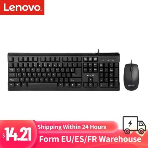 Lenovo MK618 1000DPI Wired Keyboard Mouse Combo Ergonomic USB Keyboard Set Optical Mouse Desktop Full Size for Computer Desktop