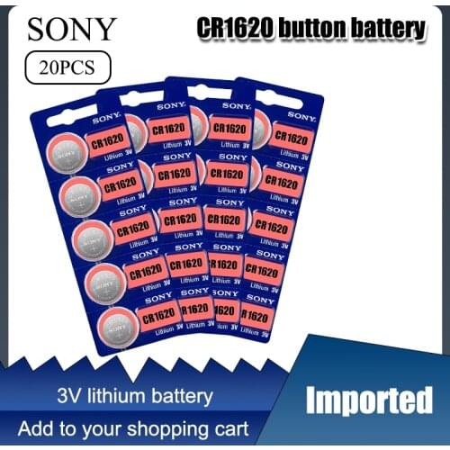20pc/lot Sony Original CR1620 Button Coin Cell Battery For Watch Car Remote Key cr 1620 ECR1620 GPCR1620 3v Lithium Battery